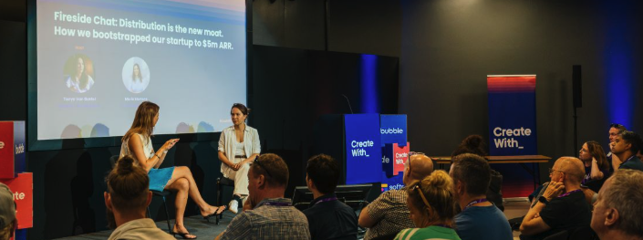 Marie Martens and Tanya Van Gastel during the fireside chat