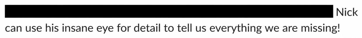 More feedback from the same thread