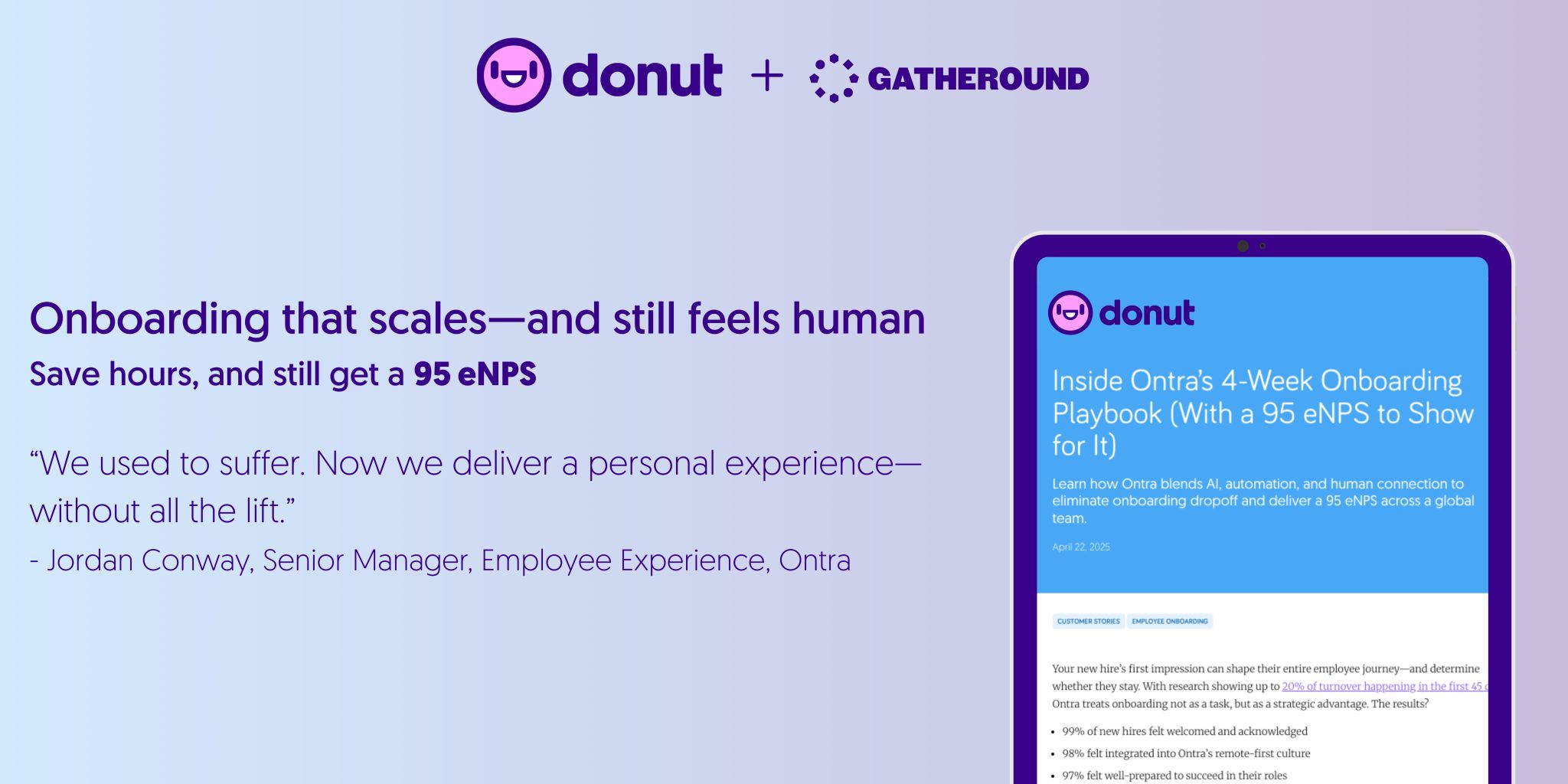 Gatheround Powers Ontra's Onboarding Program With Zero Dropoff and 95 eNPS