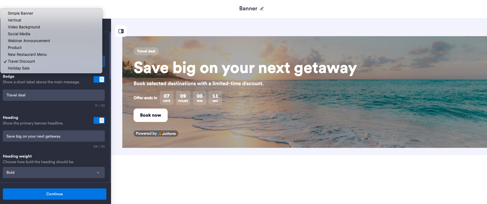 Jotform Website Widgets shown in an e-commerce workflow