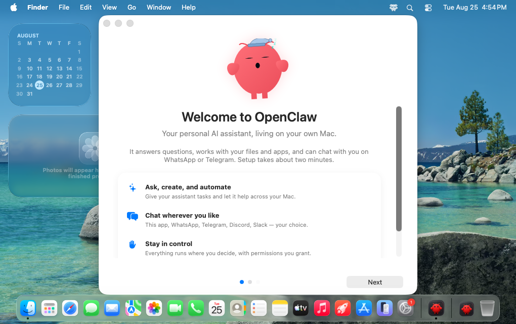 OpenClaw macOS onboarding welcome screen
