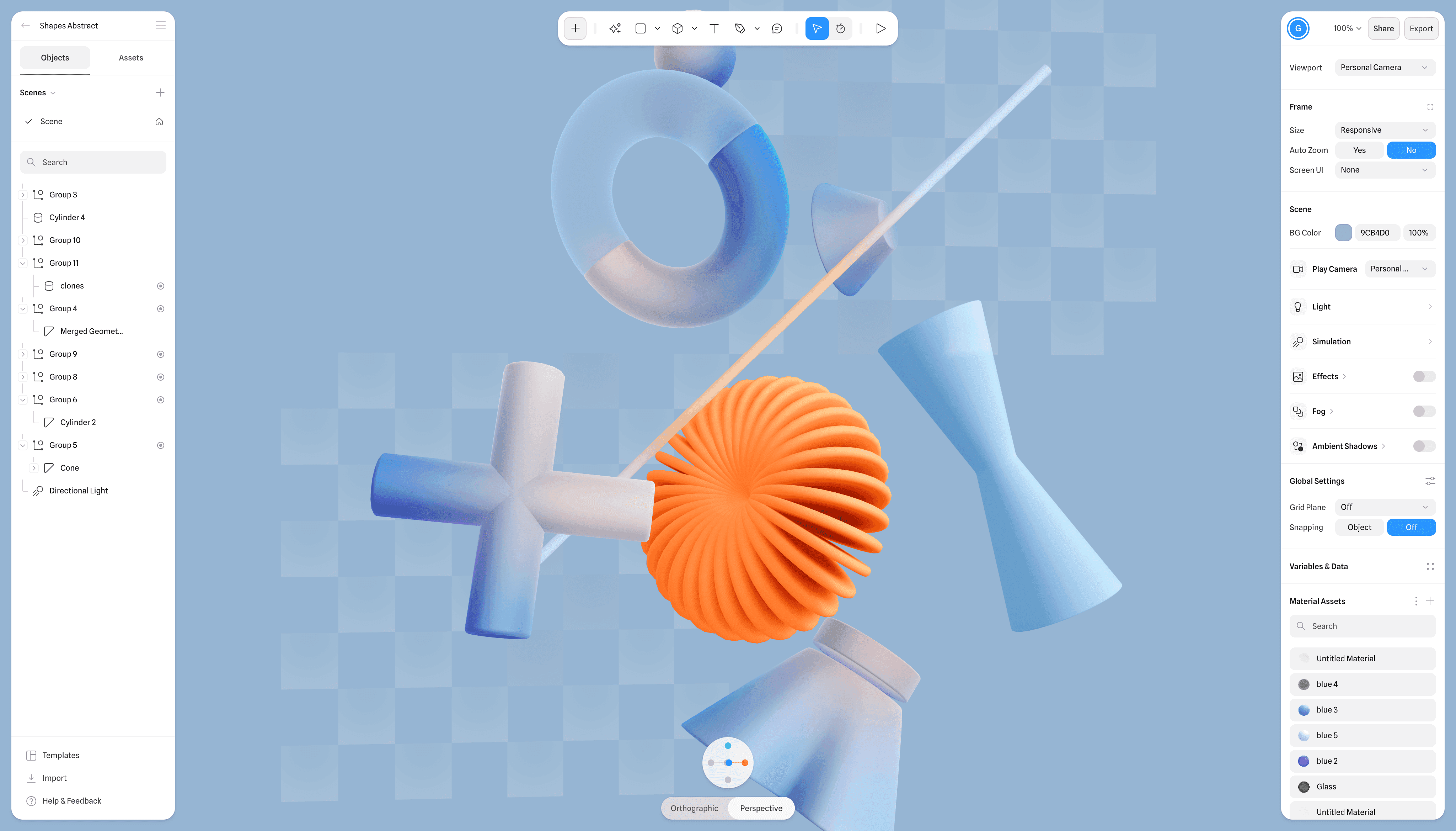 Spline V2 interface showing its updated 3D creation environment