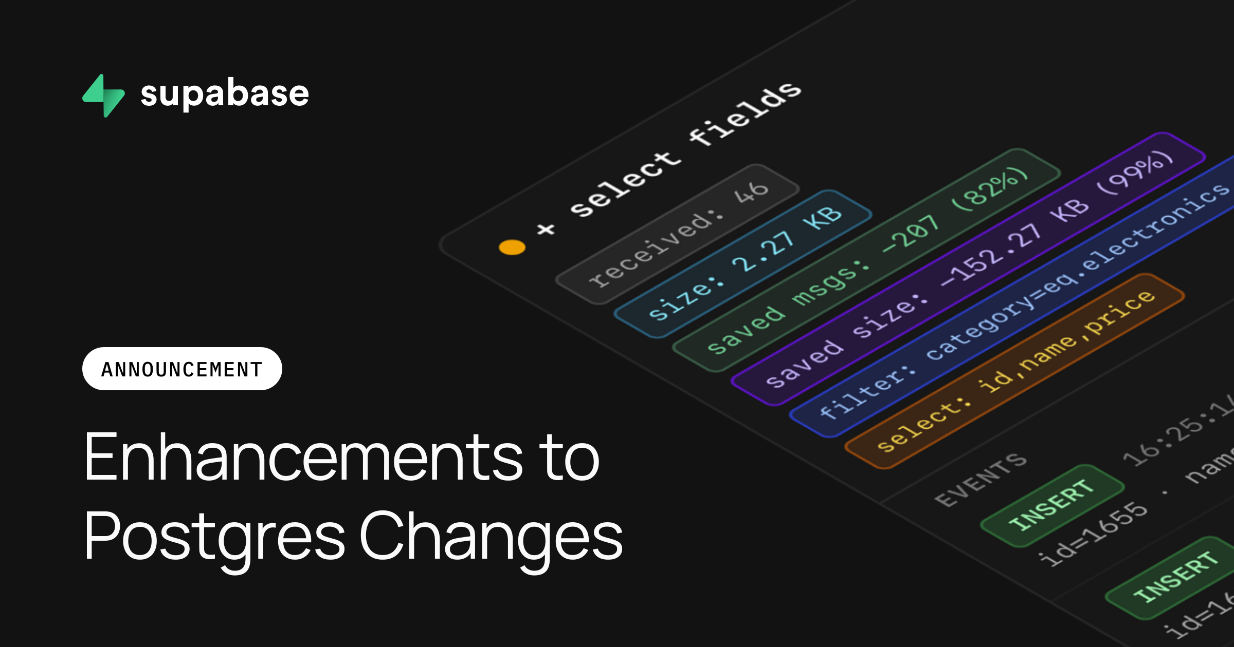 Supabase Postgres Changes Adds AND Filters and Leaner Payloads