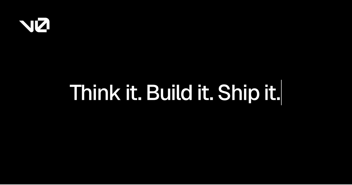 The v0 chat workspace used to describe and build web applications